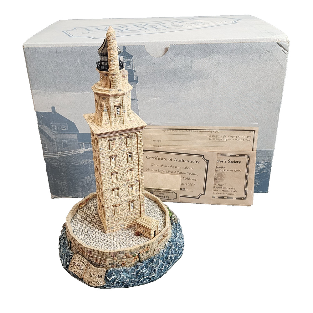 Harbour Lights Lighthouse La Coruna Spain #235 w/Box and COA - Signed